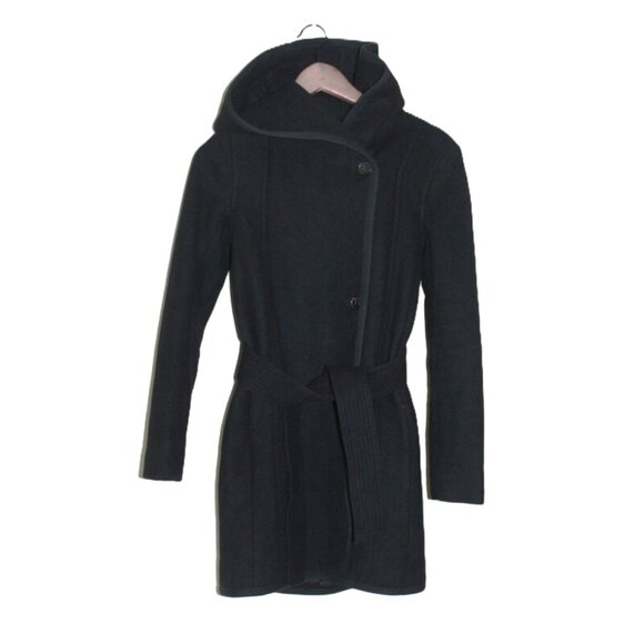 ARITZIA Wilfred Belted/Hooded Borda Coat with Wool & Cashmere, Black - Size XXS - Picture 3 of 16